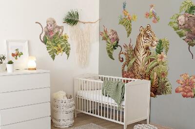 Muurstickers 130x173 Jungle Safari met pastelkleurige dieren