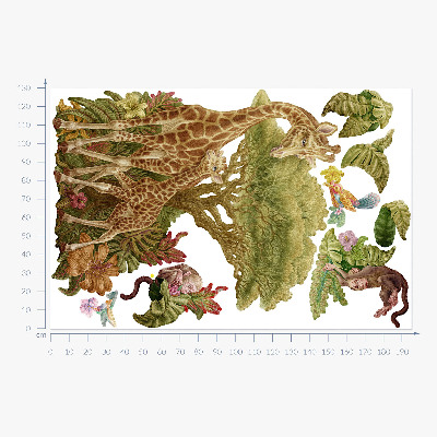 Muurstickers 130x195 Safari in de pastelversie van de wilde natuur