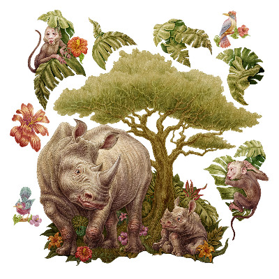 Muurstickers 130x140 Wilde safari in pastelkleuren