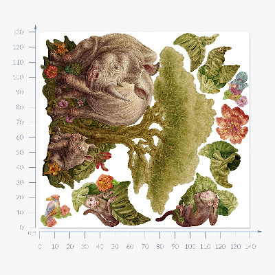 Muurstickers 130x140 Wilde safari in pastelkleuren