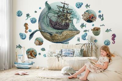 Muurstickers 130x159 Een onderwatersprookje met zeedieren