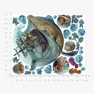 Muurstickers 130x159 Een onderwatersprookje met zeedieren