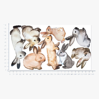 Muurstickers 130x235 Pastelkonijntjes in aquareltechniek