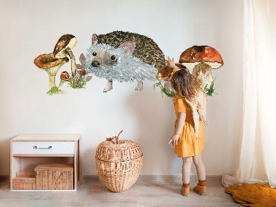 Muurstickers 130x201 Een boscompositie van planten en dieren in aquarel