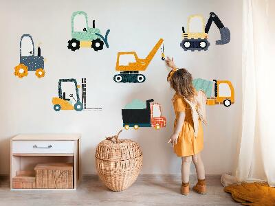Muurstickers 130x197 Werkvoertuigen in bouwkleuren