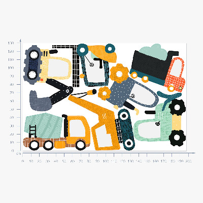 Muurstickers 130x197 Werkvoertuigen in bouwkleuren