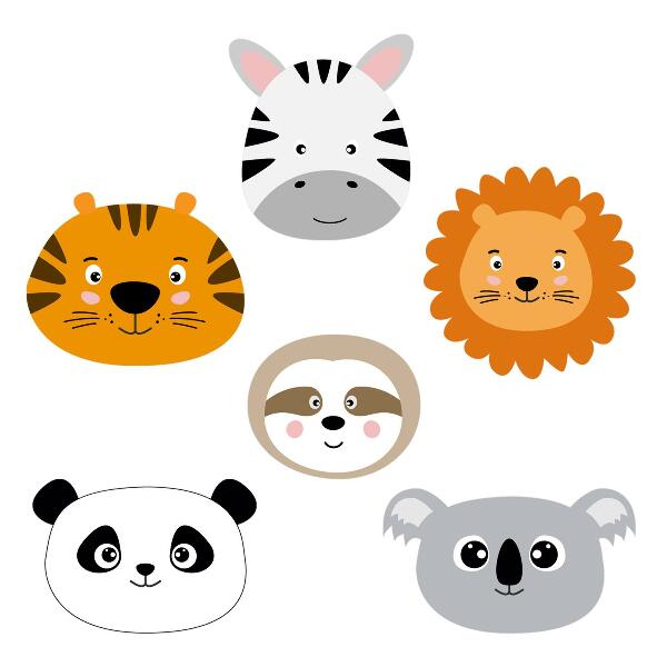 Muurstickers 130x197 Safari met wilde dieren in een charmante editie