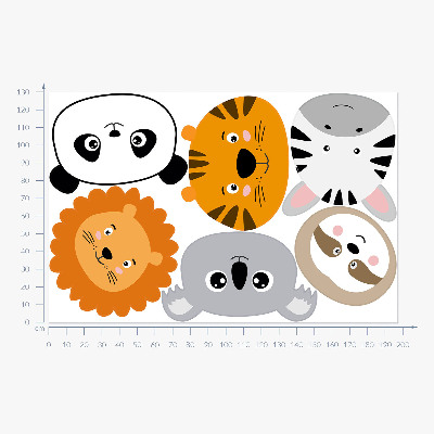 Muurstickers 130x197 Safari met wilde dieren in een charmante editie