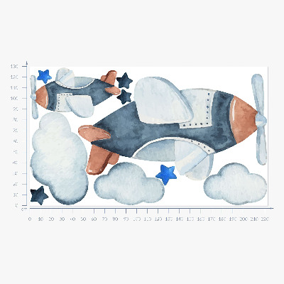 Muurstickers 130x222 Pastelvliegtuigen op een aquarelachtergrond