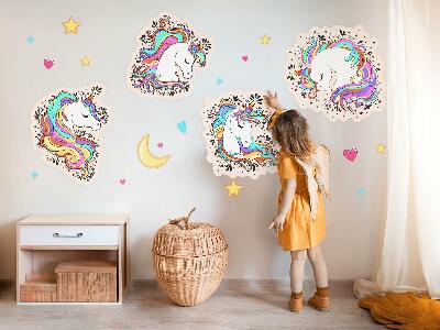 Muurstickers 130x181 Kleurrijke en charmante eenhoorns met sterren en maan