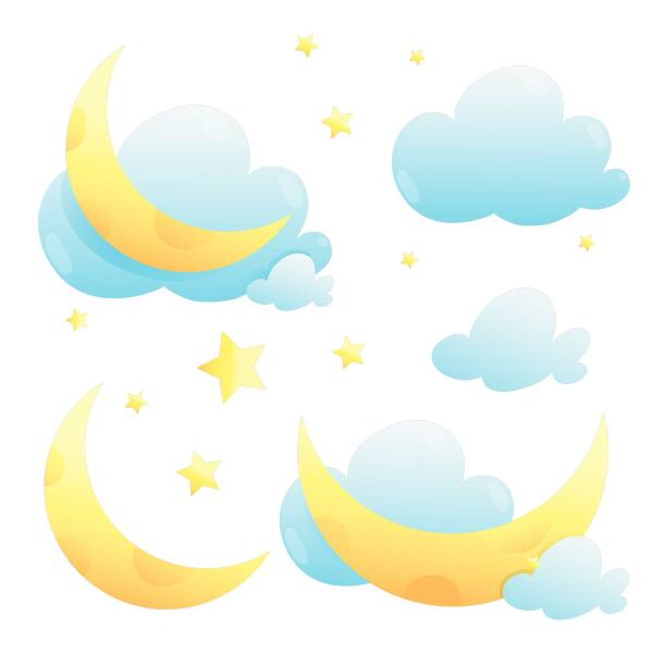 Muurstickers 130x208 Nachtelijke hemel met subtiele maan en sterren