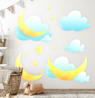 Muurstickers 130x208 Nachtelijke hemel met subtiele maan en sterren