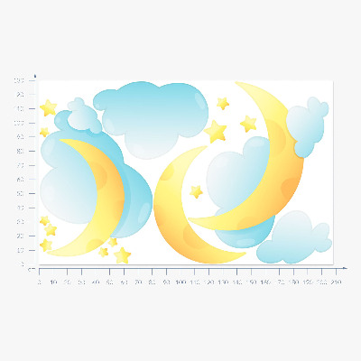 Muurstickers 130x208 Nachtelijke hemel met subtiele maan en sterren