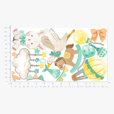 Muurstickers 130x232 Schattige pastelkleurige speeltjes in aquarelstijl