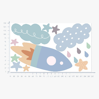 Muurstickers 130x217 Kosmische pasteldromen met sterren en wolken