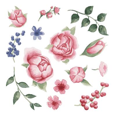 Muurstickers 130x166 Bloemenwaterverf met pioenrozen in pasteltinten