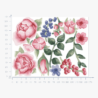 Muurstickers 130x166 Bloemenwaterverf met pioenrozen in pasteltinten