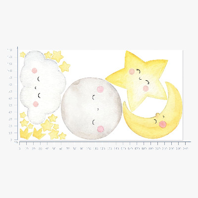 Muurstickers 130x236 Nachtwolken met sterren in pasteltinten