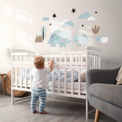 Muurstickers 130x220 Dinosaurussen in pastelkleurige vegetatie