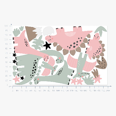Muurstickers 130x208 Dinosaurussen in een pastelkleurige jungle