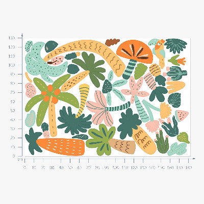 Muurstickers 130x182 Tropische bomen in pasteltinten