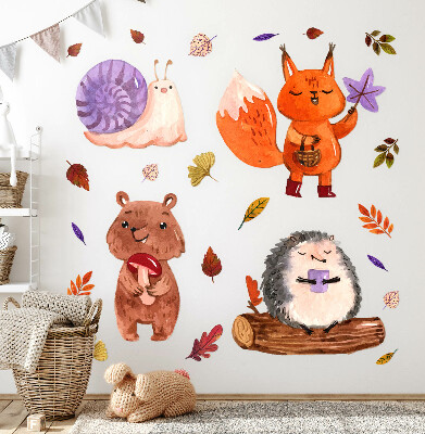 Muurstickers 130x208 Boswezens in herfstige aquareltinten