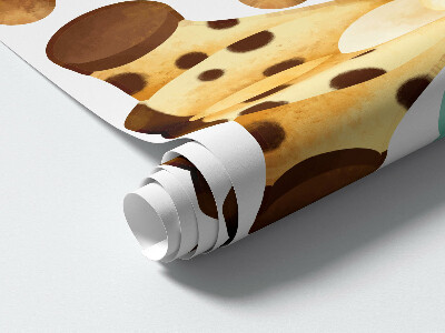 Muurstickers 130x220 Pastelgiraffen in een aquarelsafaristijl