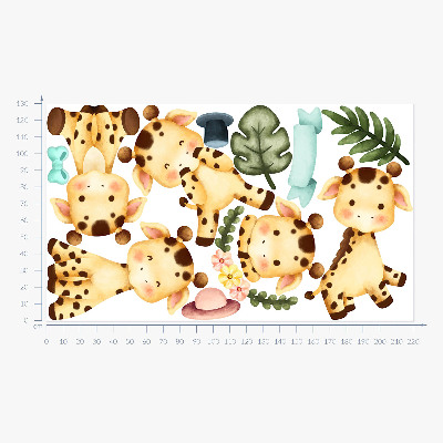 Muurstickers 130x220 Pastelgiraffen in een aquarelsafaristijl