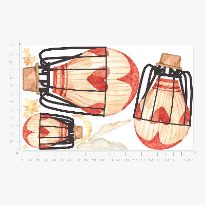 Muurstickers 130x214 Boho ballonnen en sterren in aquarelstijl