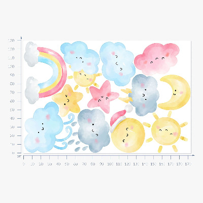 Muurstickers 130x193 Pastelkleurige luchtmotieven in aquarelstijl