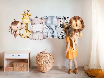 Muurstickers 130x214 Safari-dieren in een charmante pastelesthetiek