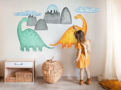 Muurstickers 130x233 Dinosaurussen in pastelkleurige aquarellandschappen