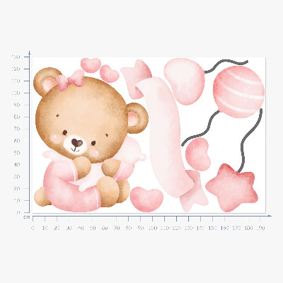 Muurstickers 130x194 Een schattige teddybeer in een delicate aquarelstijl