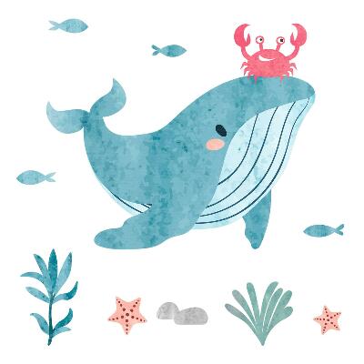 Muurstickers 130x157 Een onderwaterland van aquarelwezens