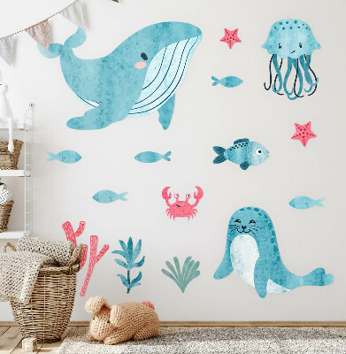 Muurstickers 130x237 Een zeeparadijs in aquarelstijl