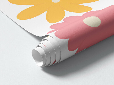 Muurstickers 130x182 Pastelkleurige bloemenaccenten in een vrolijke uitvoering