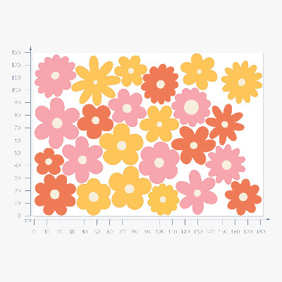 Muurstickers 130x182 Pastelkleurige bloemenaccenten in een vrolijke uitvoering