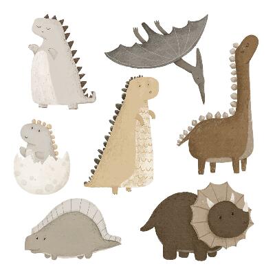 Muurstickers 130x198 Schattige pastel boho dinosaurussen