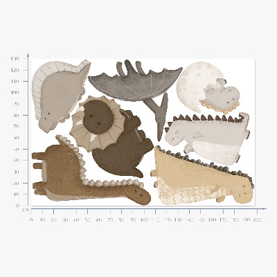 Muurstickers 130x198 Schattige pastel boho dinosaurussen
