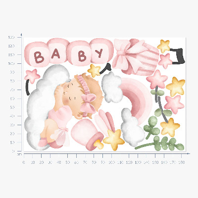 Muurstickers 130x185 Pastelkleurige aquareldecoraties voor een kleine prinses