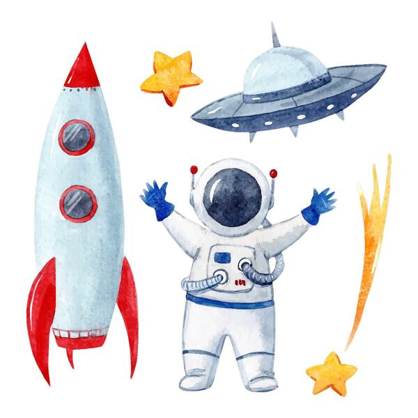 Muurstickers 130x221 Kosmische aquarellen in pasteltinten