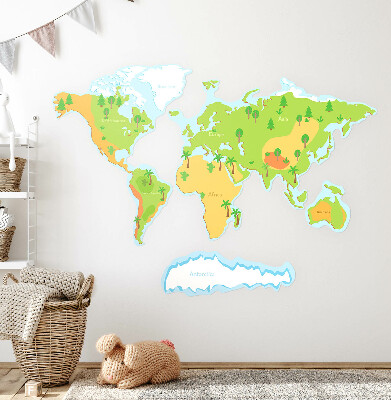Muurstickers 130x186 Wereldkaart in pastelkleurige educatieve contouren