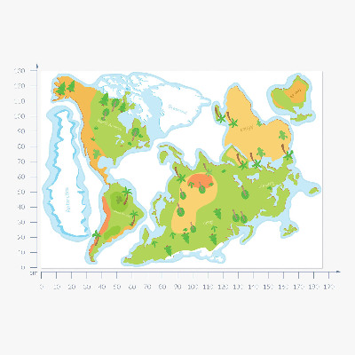 Muurstickers 130x186 Wereldkaart in pastelkleurige educatieve contouren