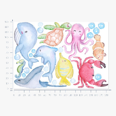 Muurstickers 130x184 Een pastelkleurige onderwaterwereld van aquarelwezens