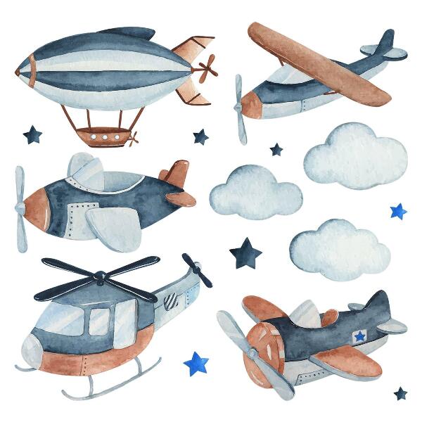 Muurstickers 130x185 Pastel luchttransport aquarel