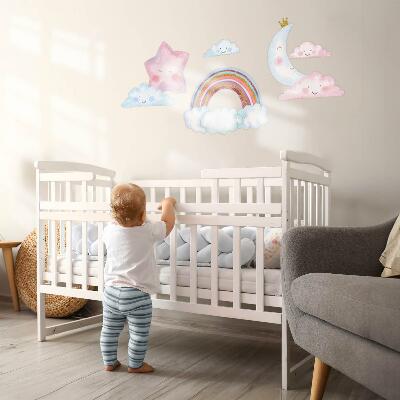 Muurstickers 130x178 Pastelkleurige magische lucht in aquarelstijl