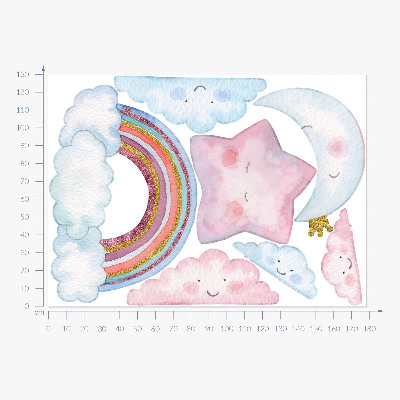Muurstickers 130x178 Pastelkleurige magische lucht in aquarelstijl