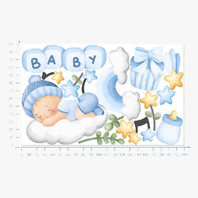 Muurstickers 130x209 Pastelkleurige aquareldecoraties voor een jongen