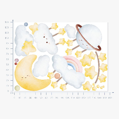 Muurstickers 130x176 Lucht en ruimte in boho-pastelkleuren