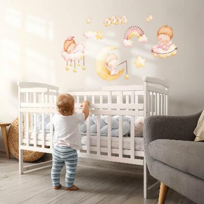 Muurstickers 130x173 Lieve kleine baby's in de wolken